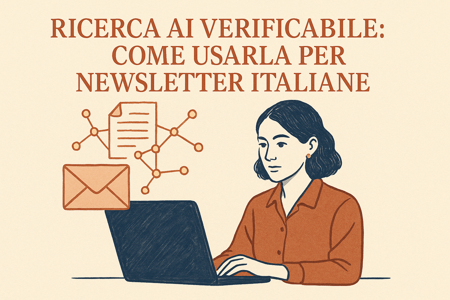 Illustrazione editoriale sulla ricerca AI e la verifica delle fonti